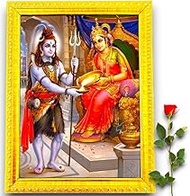 Indianstore4all Goddess Annapurna Devi (7 X 9 INCH) Annapoorani Mata Maa Wall Painting Framed Home D