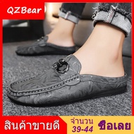 【QZBear】รองเท้าแตะหนังลายสัตว์รองเท้าสำหรับใส่เดินระบายอากาศรองเท้ารองเท้าผู้ชายเปิดส้นรองเท้าเปิดส้นชาย