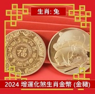 A1 - (金豬)2025年 生肖兔犯太歲化解護身鍍金幣 增運化煞生肖金幣