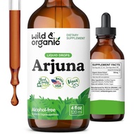 Wild & Organic Arjuna Bark Tincture - Overall Well-Being Supplement - Alcohol-Free Liquid Drops - Te
