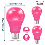 Kasotile LED Pink Bulb E26 9W Energy Saving Light Bulb for Home Party Wedding Stage Decoration 2Pack