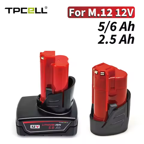 TPCELL For Milwaukee M12 Rechargeable Battery 2.5Ah/5Ah/6Ah XC Cordless Tools 48-11-2402 48-11-2411