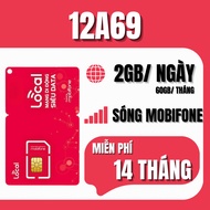 [ 2GB x 14 THÁNG ] Sim Local 12A69 Tặng Ngay 2Gb/Ngày (60Gb/Tháng) Vào Mạng Miễn Phí 14 Tháng Full T