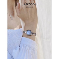 (免運)德國藍族LANZOOM海藍小方糖母貝手表女款小眾小方表送女生禮物