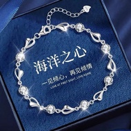 bracelet Three Lives Three Realms Electroplated Pure Silver999Women's solid bracelet, versatile and 