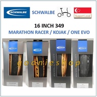 [SG SELLER] Schwalbe 16 Inch 349 Kojak / ONE Tan Wall / Marathon Racer Tan Wall Tyre