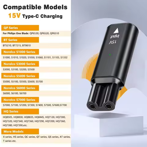 For Philips One Blade 15V Type-C Shaver Adapter Charging ConverterQP6520 QP6530 QP6510 HQ8505 Electr