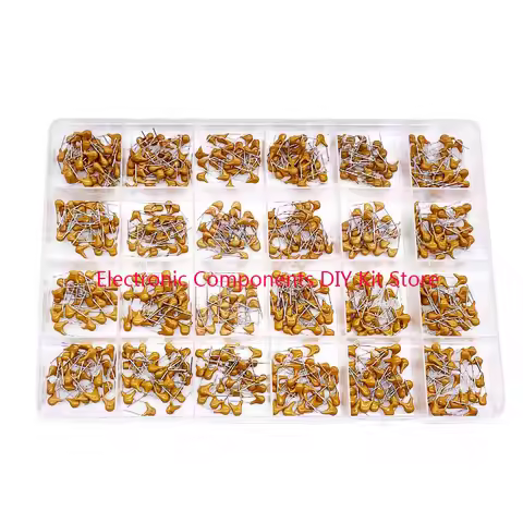 480pcs Monolithic Ceramic Capacitor Kit 24 Kinds of Capacitors 10pF-10uF Induction Ceramic Capacitor