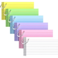 Colored Index Cards 3x5, 300 Count Lined Index Cards with Ring, 6 Colors Note Cards 3x5, 50 Sheets E