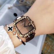 【現貨】女錶 女式機械錶 手錶 古歐GUOU潮流時尚方形超閃奢華鑲鉆手表女學生韓版簡約石英表女表