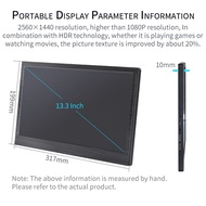 Portable monitor 13.3" inch 2K 2560x1440 HDMI HDR LCD screen