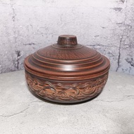 手工製作的紅粘土砂鍋烹飪鍋2500毫升烤鍋