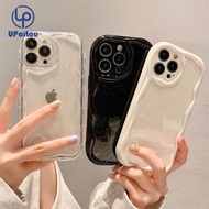 UPaitou Case Compatible For iPhone 11 14 13 12 Pro Max X XR Xs Max 8 7 6s Plus SE 2020 Solid Black White Wavy Curved Edge Phone Case TPU Soft Protective Cover