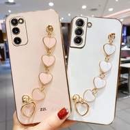 Phone Case For Honor X6B X6 B Plating Love Heart Hand Chain Casing For Huawei Honor X7B X8B X9B X6B 