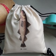 束口帆布後背包 - 魚 Fish