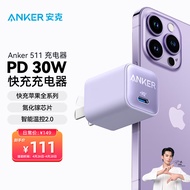 ANKER安克 安芯充Pro苹果充电器氮化镓快充PD30W兼容20W iPhone14/13/12proMax/mini手机/iPadPro 紫
