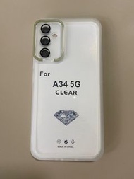 三星 A34保護套手機保護套  電鍍瞳眼支架保護殼 Samsung Galaxy A34 5G mobile case 白色半透明
