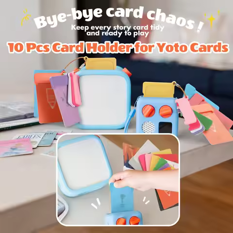 10Pcs Reusable Plastic Card Holders for Yoto Cards with 1 Ring Loops, Portable Card Holder for Yoto 