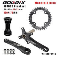 GOLDIX Bicycle Crank Chainring 104BCD MTB Bike Crank Aluminum Alloy with Bottom 170mm Crank Black 32
