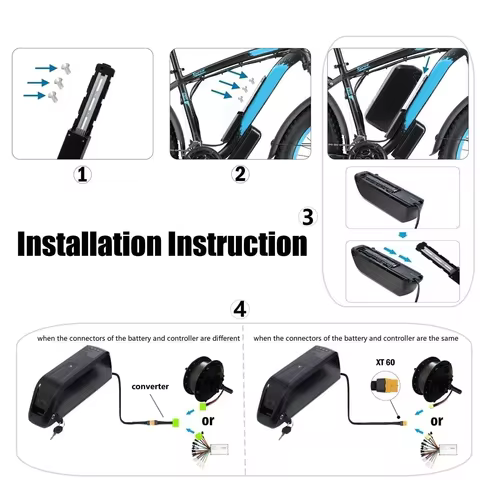 Ship from USA 48V E-Bike Battery Genuine / 5 Pin Hailong 36V 48V 52V 20Ah / 20000mAh 200W -1500W Ele