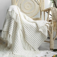 Nordic White Chenille Knitted Blanket for Bed Woven Sofa Throw Blankets Sofa Bed Decorative Plaid Be