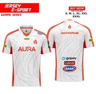 KAOS JERSEY GAMING AURA 2021 PUTIH FREE NICKNAME GAME SQUAD PUBG ML FF