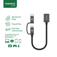 MINIMO OTG CABLE 2IN1 DUAL USB MICRO AND TYPE C FAST DATA TRANSMATION FLASH DRIVE OTG SMARTPHONE/FLA