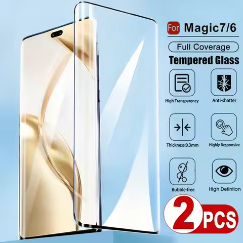 2Pcs 3D Full Coverage Tempered Glass For Honor Magic 7 6 5 4 Pro X9C X8a Screen Protectors For Honor