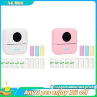 In stock-Mini Portable Printer, Inkless Sticker Printer with 12 Rolls Paper, Mini Thermal Printer for Notes/Photos/Stickers