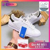 Stan smith Sneakers In White With Black Heels Fashionable For Men And Women + bill As Gift