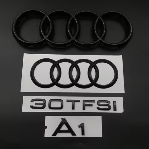 AUDI A1 4 Ring logo ABS Black Car Hood Front Bonnet Grill Rear Trunk Emblem Badge Sticker A1 Mark 30