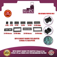 MICRO PC DIP IC SOCKET SOLDER TYPE ADAPTER 2.54mm 0.1inc PITCH (1-PC per ORDER), BEST FOR BREADBOARD