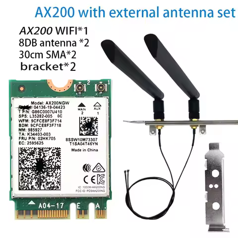 for ax200 wifi 6 m. 2 2.4g / 5g bluetooth 5.0 802 desktop kit. Ax200ngw wireless card adapter antenn