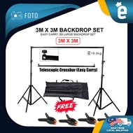 Foto Photo Studio Kit Set Backdrop Stand with Storage Bag & 4 Backdrop Clip 3mx3m Backdrop Set for S