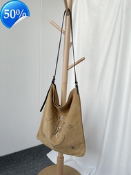 Suede Leather Shoulder Bag New Korean Niche Hobo Tote Bag Underarm Large Capacity Korean Style Genui