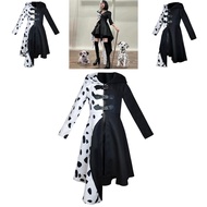 Black Dalmatians 101 And White Witch Cruella De Vil Dress Cosplay