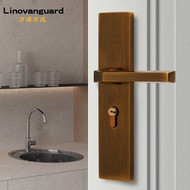 Panel door lock large 50 magnetic silent door bedroom lock b面板门锁大50磁吸静音房门卧室锁黑色黄古铜青古铜简约通用型6.5