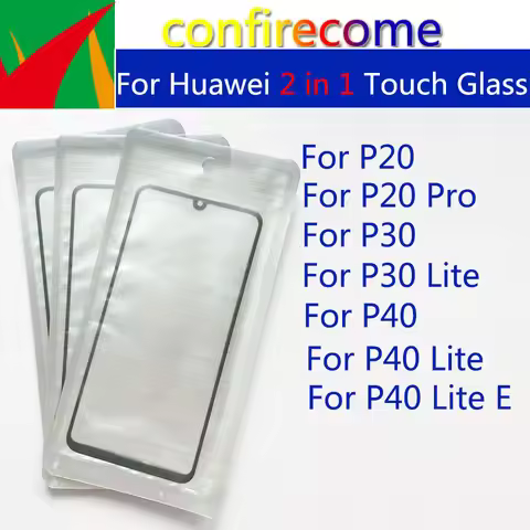 10pcs\Lot 2 in 1 LCD Sensor Glass For Huawei P20 Pro P30 P40 Lite E Touch Screen Glass Lens With OCA