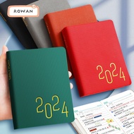 ROWAN Calendar Book, Stationery B6 2024 Agenda Book,  PU Leather 365 Days Daily Weekly Planner