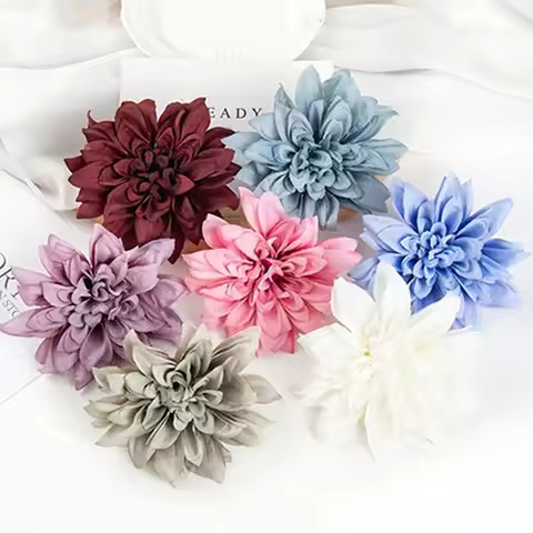 3/15PCS Artificial Silk Dahlia Rose Flower Heads Wedding Bridal Home Room DIY Decorative Gifts Simul