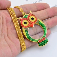 Mengnianhua 1989 European American Cross-Border Jewelry Animal Owl Epoxy Retro Magnifying Glass Neck