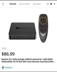 Andriod 電視盒仔 Beelink andriod TV box NEW 全新 無線連接手機Beelink GT1 mini 4K電視盒