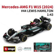 Bburago 1:43 2024 F1 Mercedes-AMG W15 #44 Lewis Hamilton #63 George Russell Formula 1 Car Model