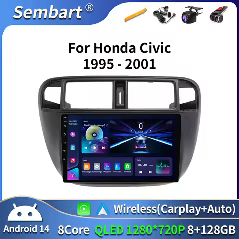 Car Radio For Honda Civic EJ EK EM 1995-2001 Navigation GPS Wireless Android Auto HDR Stereo Bluetoo