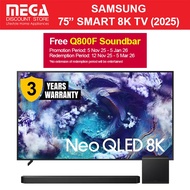 SAMSUNG QA75QN900FKXXS 75" NEO QLED 8K QN900F SMART TV | Free TV Wallmount & Q800F Soundbar Redeem S
