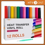 [12in*5FT] HTVRONT 12 Rolls Heat Transfer Vinyl 30cm x 1.5m Set PU HTV DIY Roll for T-Shirts Iron on