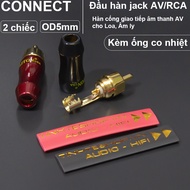 Bộ 2 đầu hàn jack AV nhân đồng mạ vàng 24K OD6mm - Jack hoa sen AV
