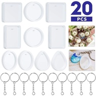 (JIE YUAN)20pcs/set Diy Keychain Pendant Silicone Mould Crystal Epoxy Resin Mold Kit Jewelry Making Tools With Keyrings Handmade Crafts - Resin Diy amp;silicone Mold - AliExpress