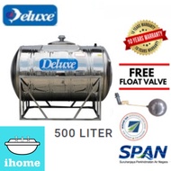 DELUXE  CL 10KH STAINLESS STEEL WATER TANK HORIZONTAL WITH STAND (500 Liter) (Klang Valley Only)