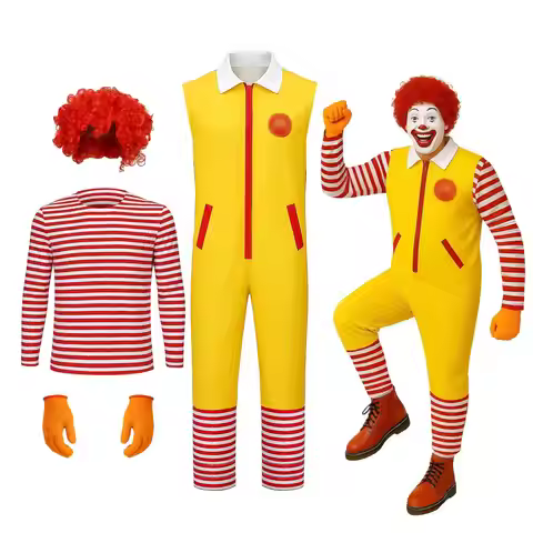 Men's M Uncle Ronald Clown Costume Roleplay Cosplay Halloween Stage Outfit Joker Party Suit Takerlam
